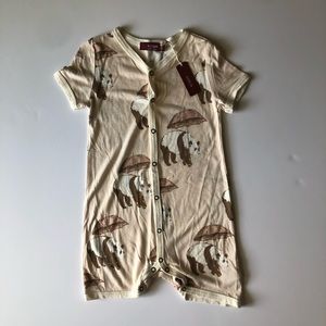 Blush pandas Milkbarn shorts romper